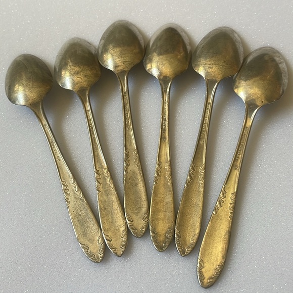 VTG ca 1936-51 National silver Co. KES King Edward silver plate set 6 tea spoons - Picture 8 of 11